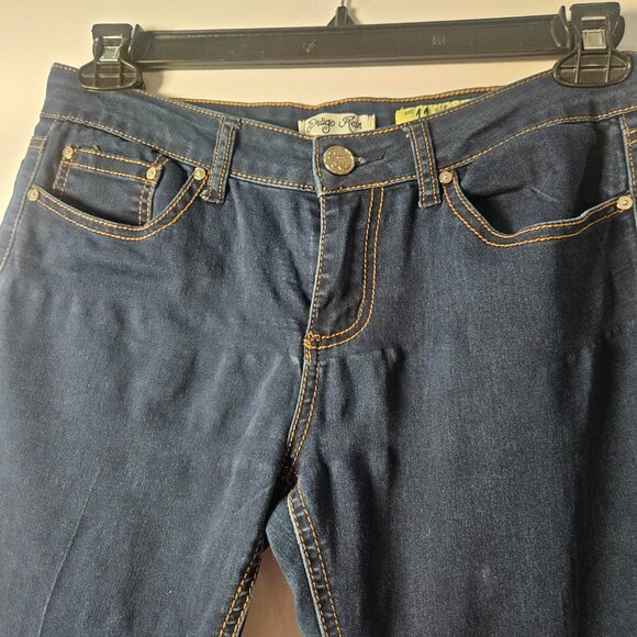 Indigo Rein Dark Wash Skinny Women's Jeans Size 11 Midrise Stretch Cotton Blend - Picture 4 of 13